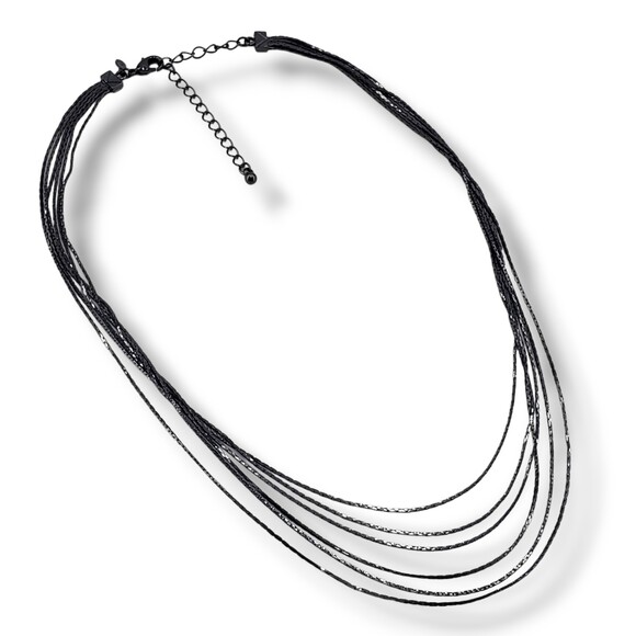 Premier Designs Gunmetal Gray Multi Strand Chain Layered Necklace Adjustable - Picture 2 of 7
